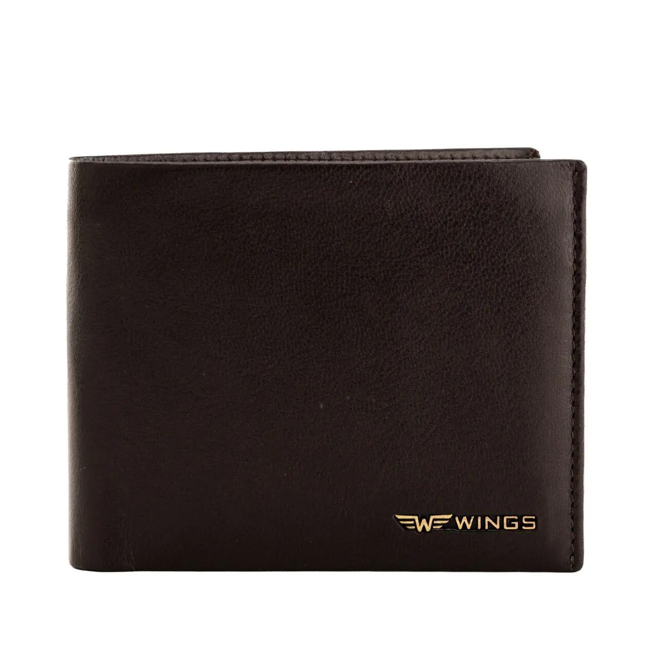 Portefeuille homme WINGS en cuir bovin naturel marron 1/7