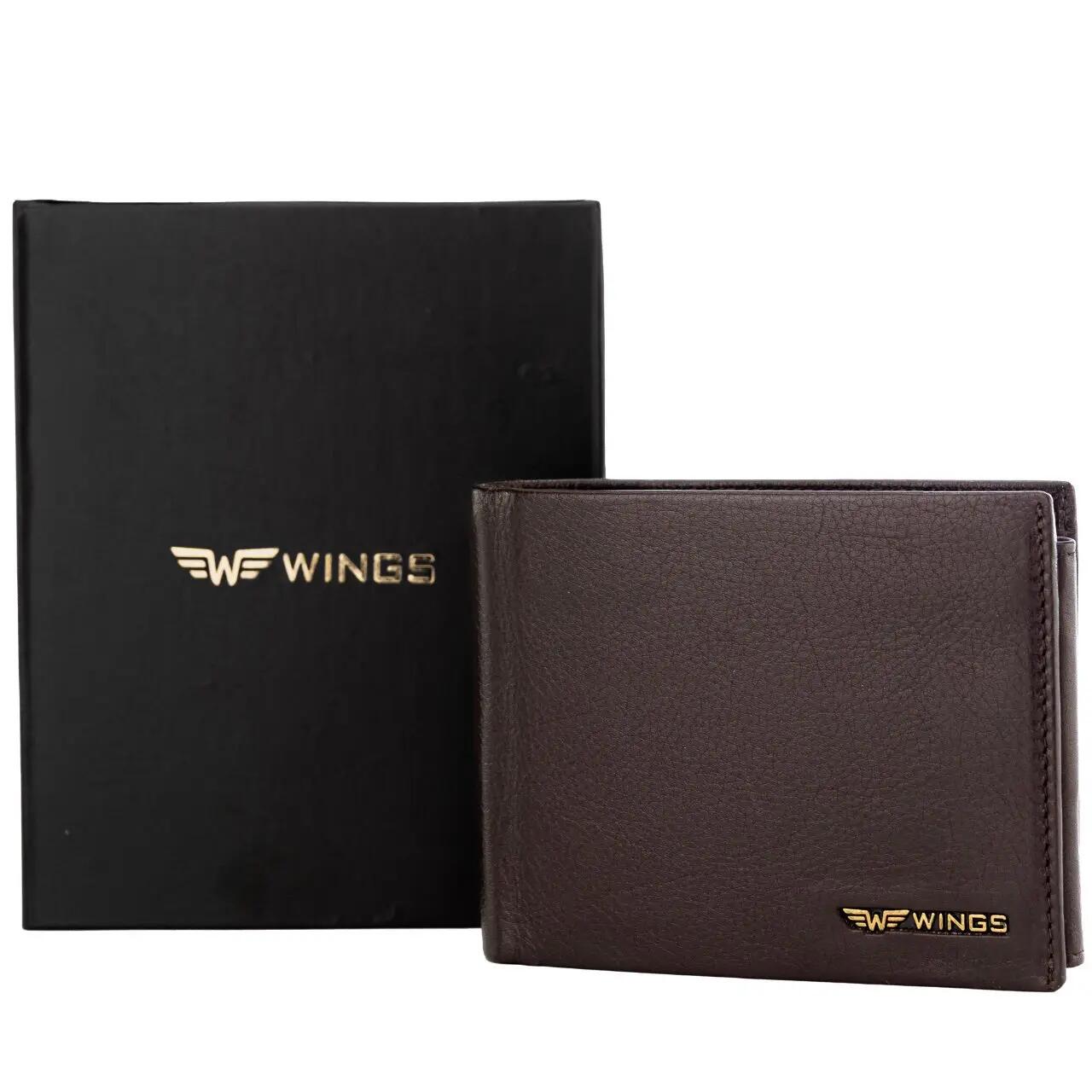 Portefeuille homme WINGS en cuir bovin naturel marron 7/7