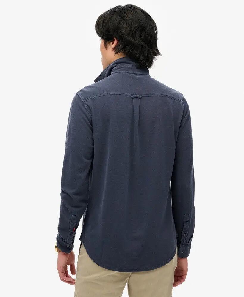 superdry Vintage Destroy Pique Ls Shirt — 100% cotone, Sailing Navy 4/5