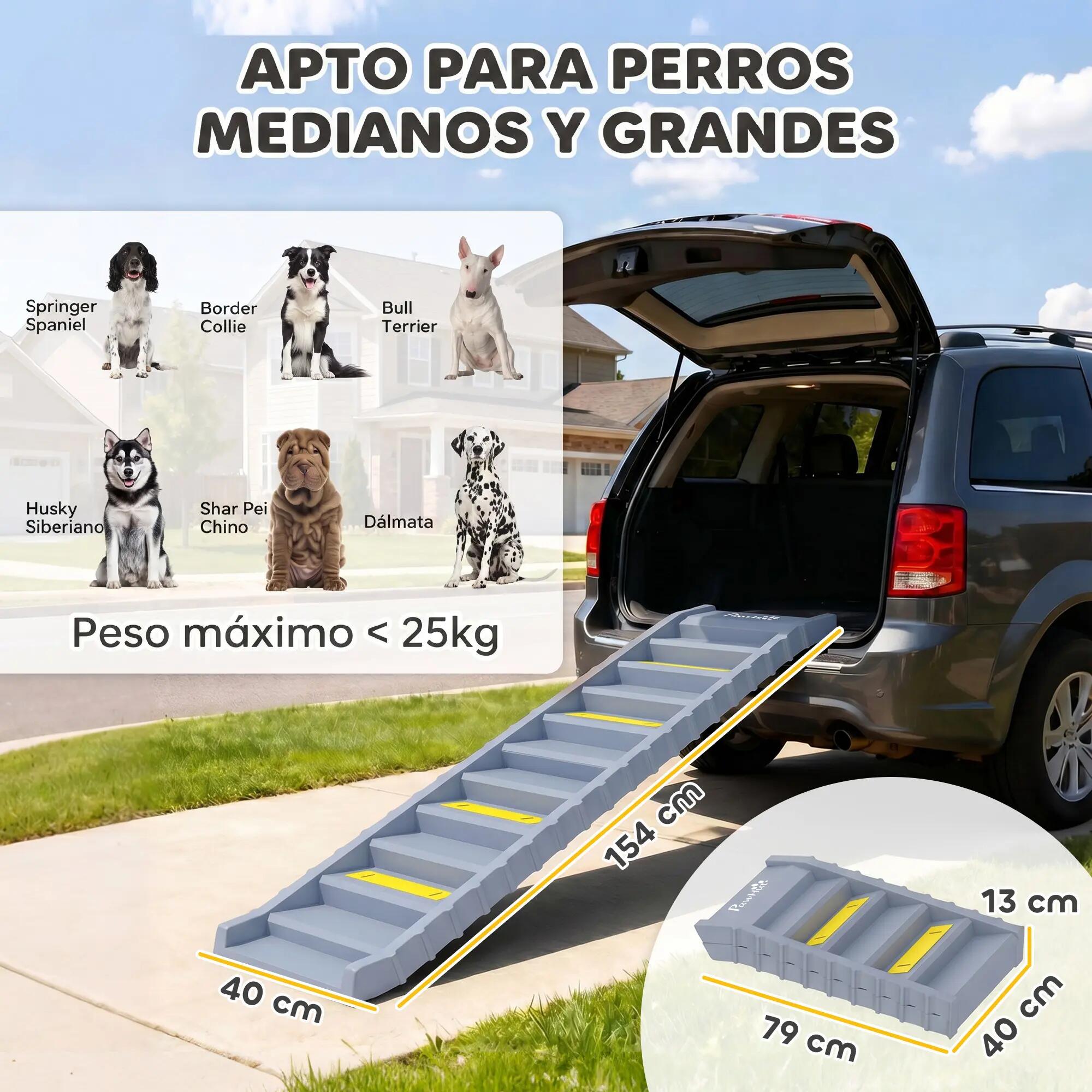 Rampa para Perros PawHut 154x40x7.5 cm Gris 3/3