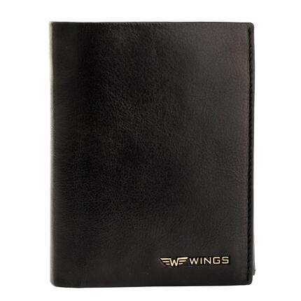 WINGS Męski portfel ze skóry bydlęcej Black