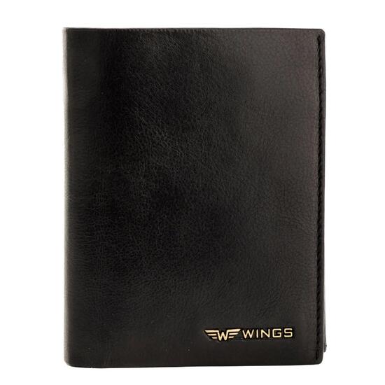WINGS Męski portfel ze skóry bydlęcej Black