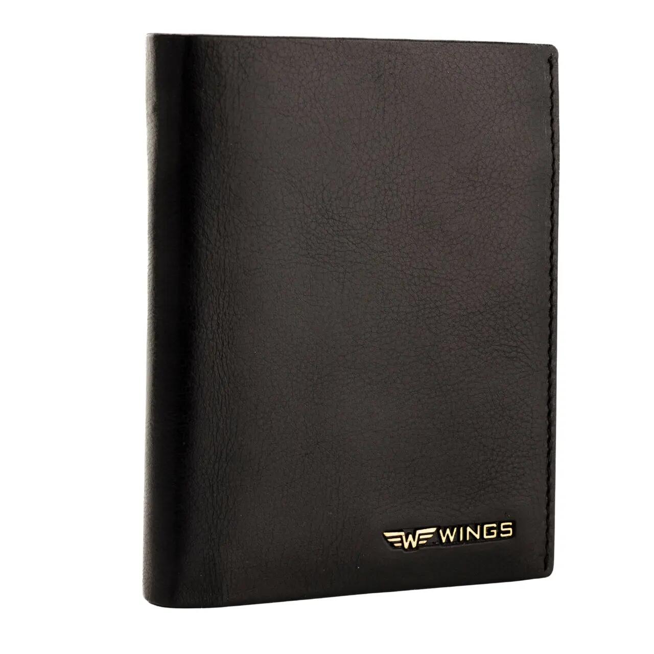 WINGS Herenportemonnee van rundleer Zwart 2/7