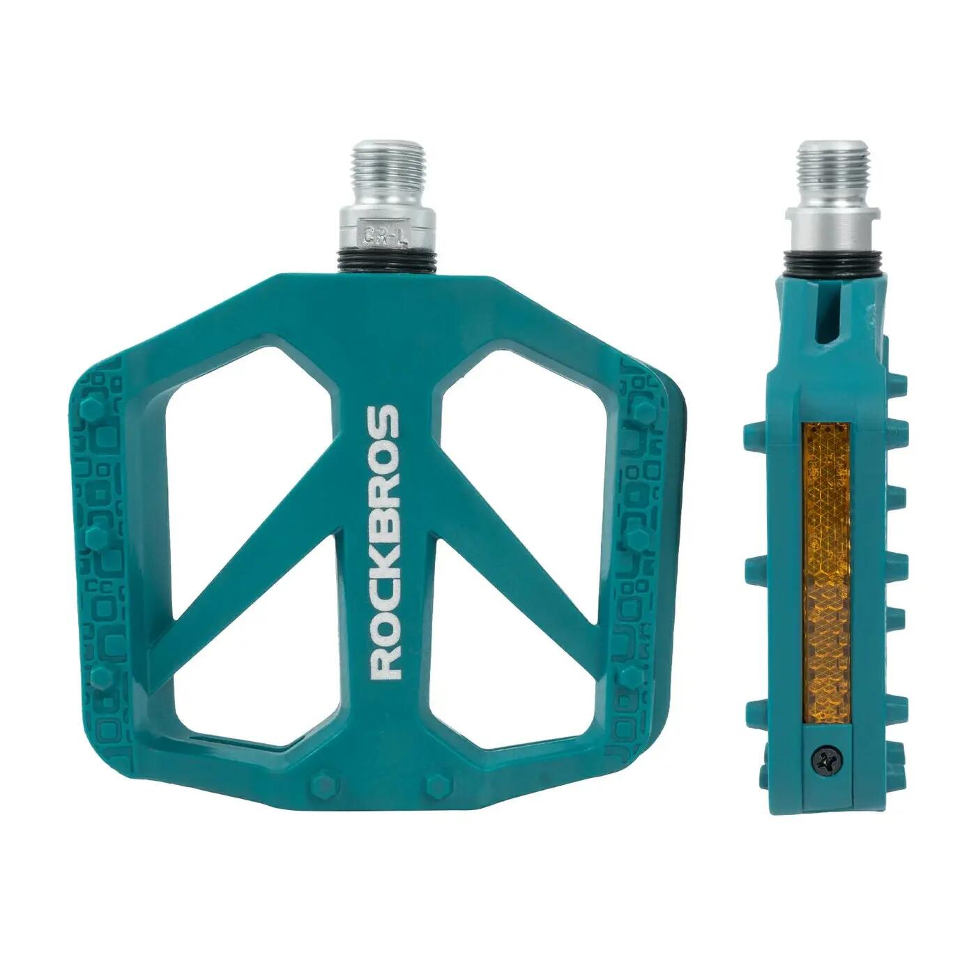Pédales vélo plates en nylon antidérapantes avec réflecteurs ROCKBROS 2/2