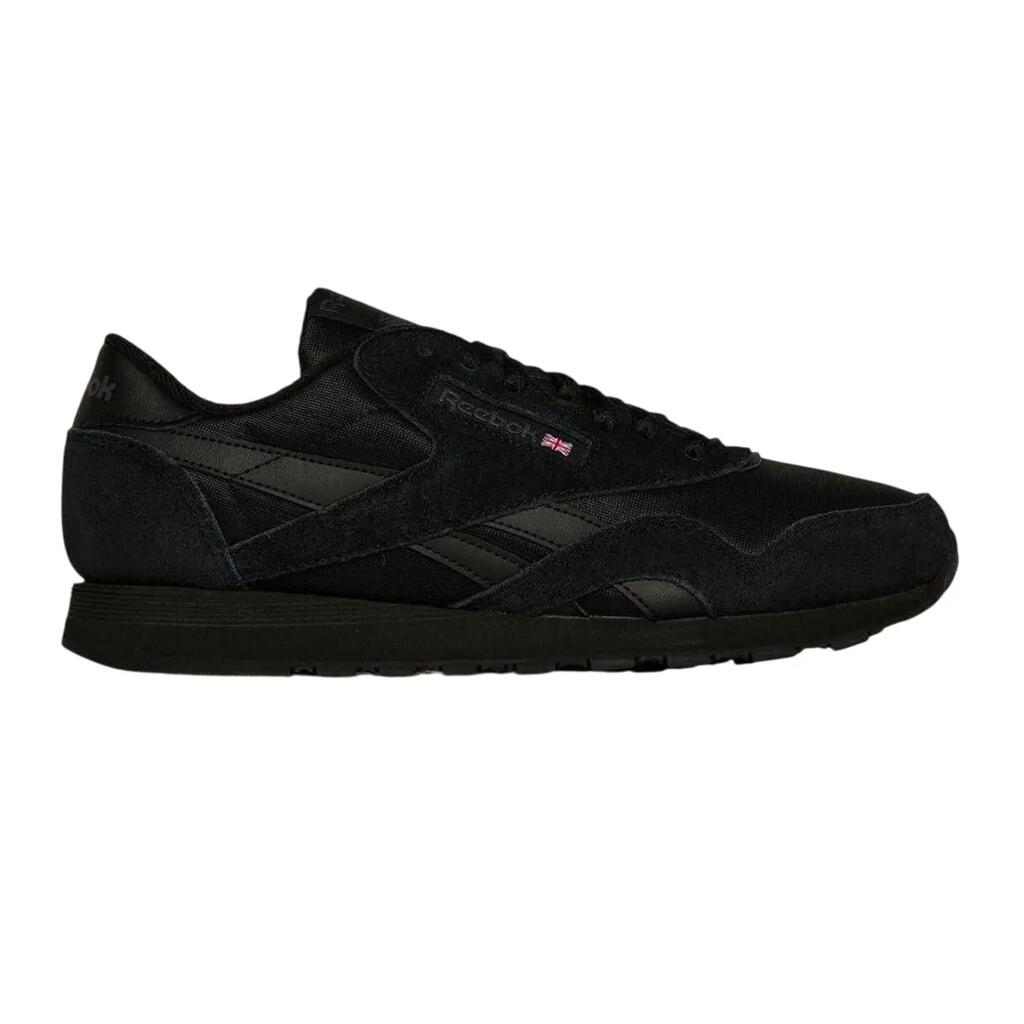 Mens Nylon Suede Panel Trainers (Black/Grey)