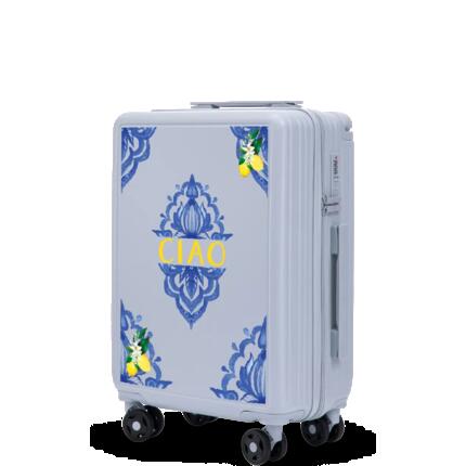 Grande valise Wings ABS+ 28" personnalisée BLEU PASTEL COQUELICOTS POPIERSIE