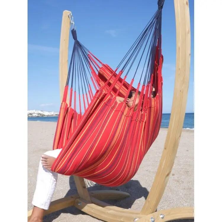 Tropical Hamac - Pack support en bois et hamac chaise XL rouge Grenade 4/5
