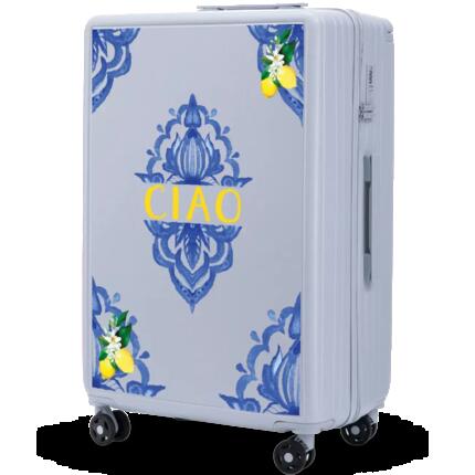 Grande valise Wings ABS+ 28" personnalisée BLEU PASTEL COQUELICOTS POPIERSIE