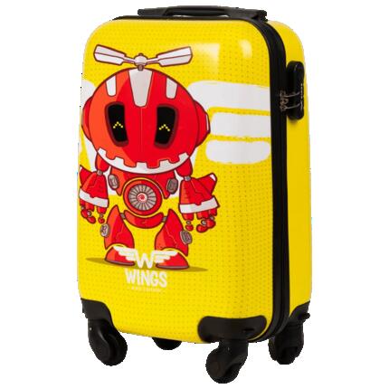 VALISE CABINE ENFANT RIGIDE WINGS JAUNE ROBOT S 20
