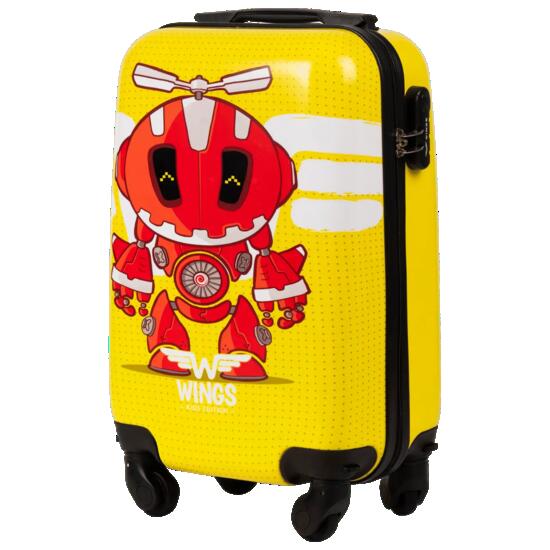 VALISE CABINE RIGIDE POUR ENFANTS WINGS JAUNE ROBOT XS 18