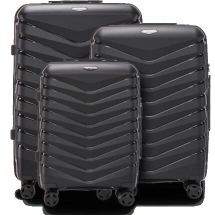 Ensemble de 3 valises Wings PHOENIX polypropylène NOIR