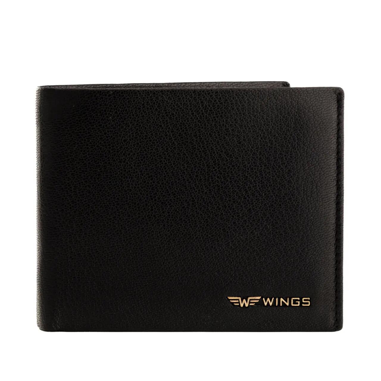 Portefeuille homme WINGS en cuir naturel de chèvre noir 6/7