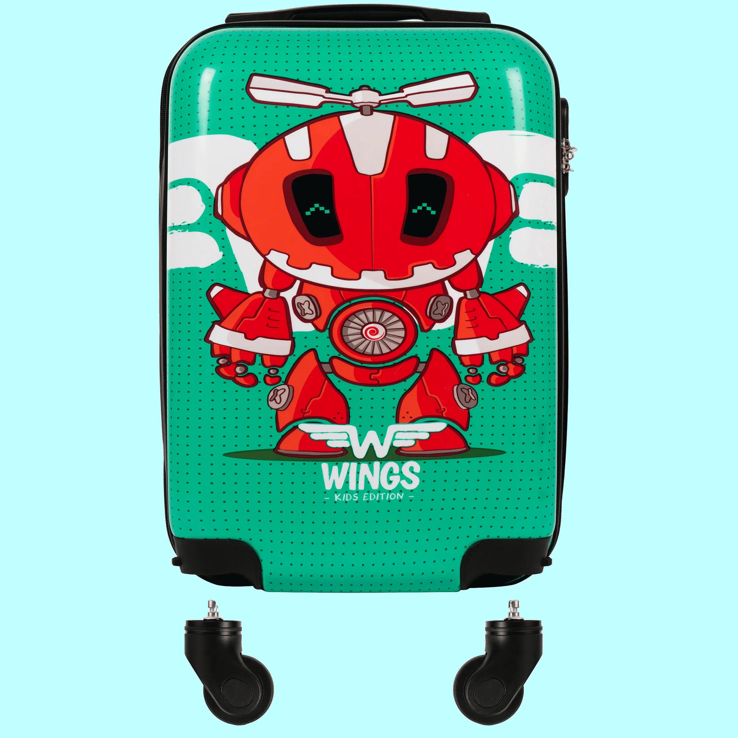 VALISE CABINE RIGIDE POUR ENFANTS WINGS JAUNE ROBOT XS 18" 4/10