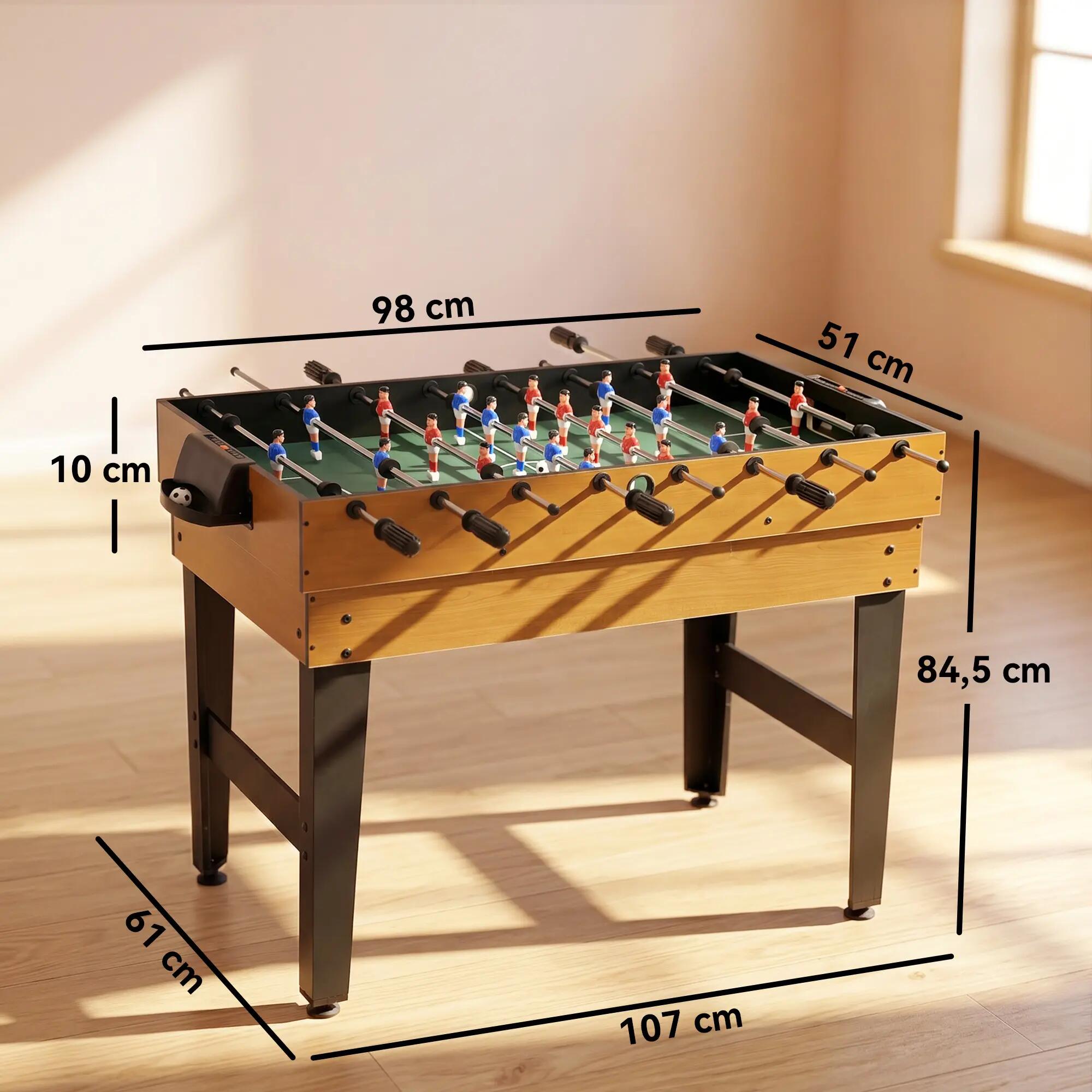Mesa Multijuegos HOMCOM 107x61x84.5 cm Madera Natural 3/4