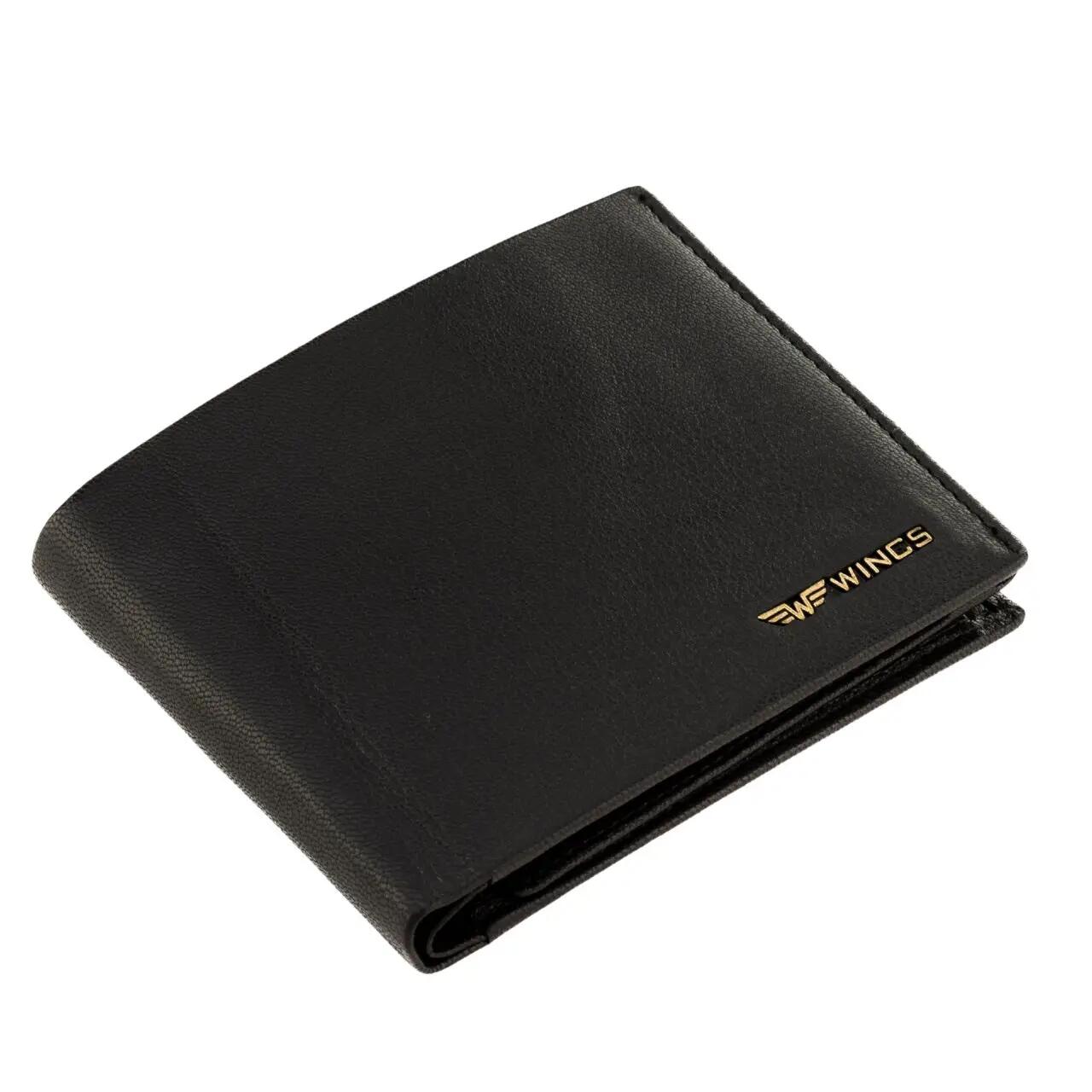Portefeuille homme WINGS en cuir naturel de chèvre noir 4/7