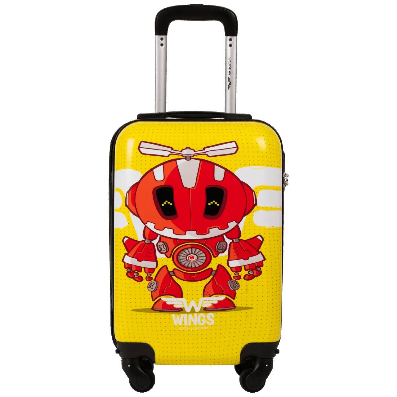 VALISE CABINE RIGIDE POUR ENFANTS WINGS JAUNE ROBOT XS 18" 2/10
