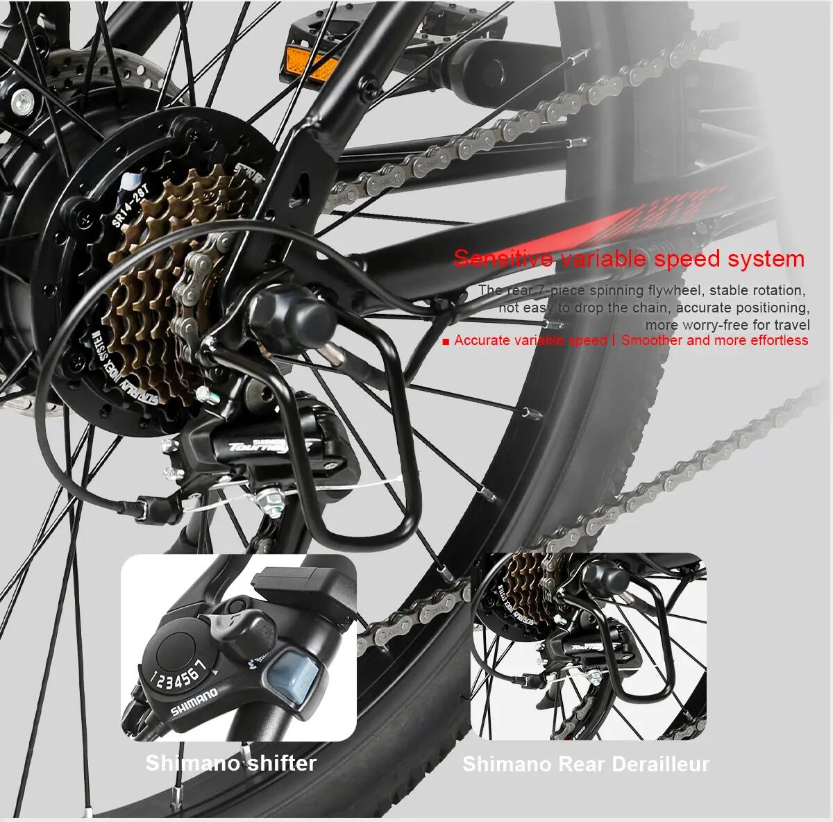 SAMEBIKE EBE2 elektromos kerékpár 36V 13Ah akkumulátor 250W motor 15/15