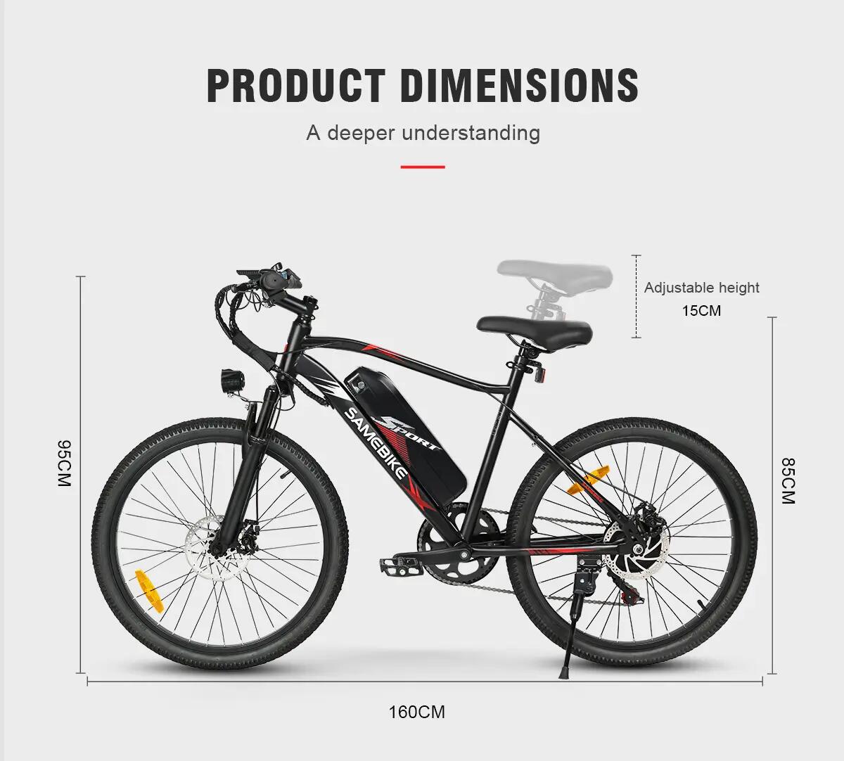 SAMEBIKE EBE2 elektromos kerékpár 36V 13Ah akkumulátor 250W motor 10/15