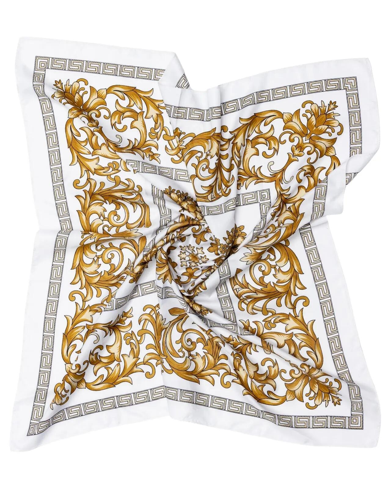 Dames sjaal WINGS 90x90 cm wit goud barok 6/6
