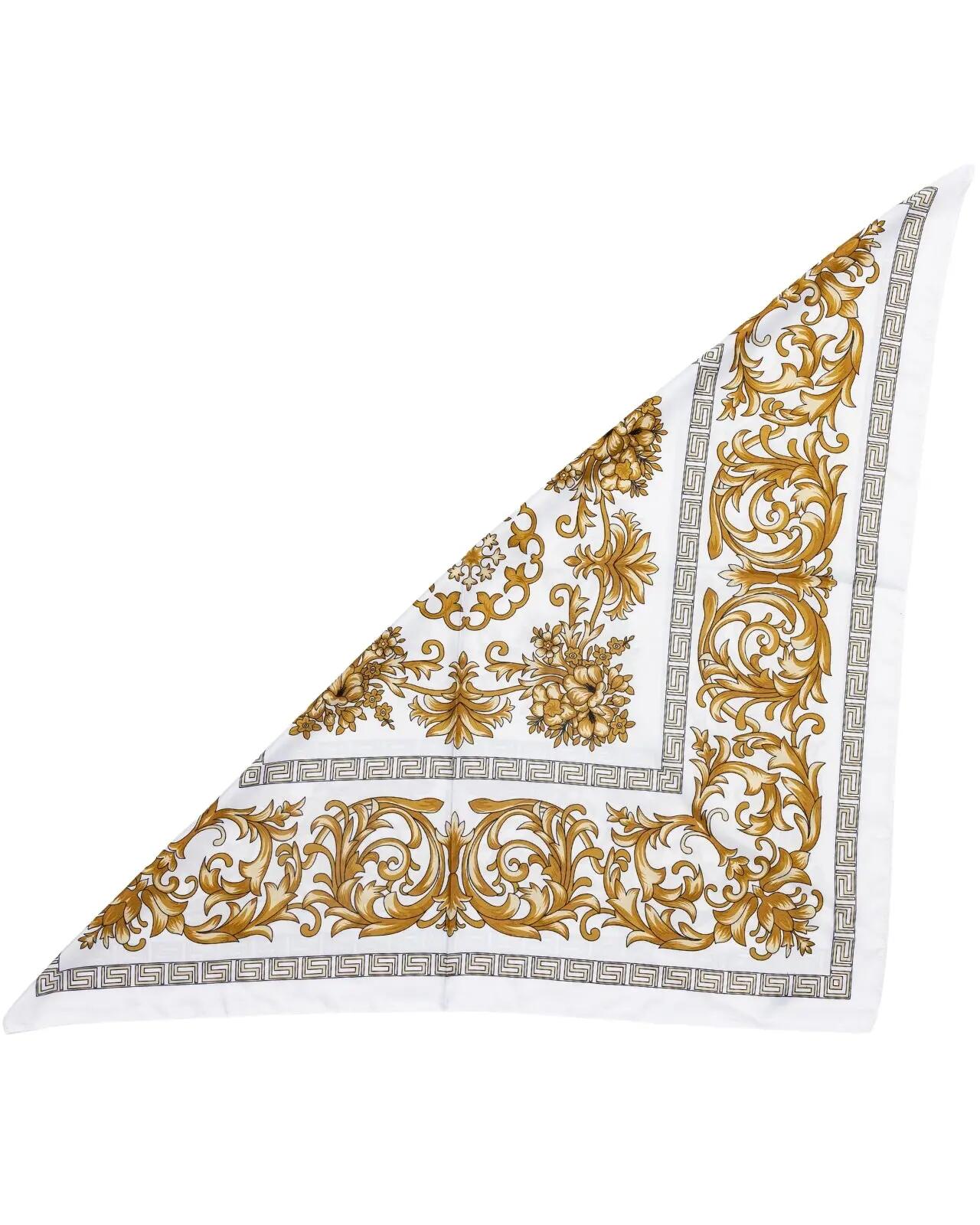 Dames sjaal WINGS 90x90 cm wit goud barok 5/6