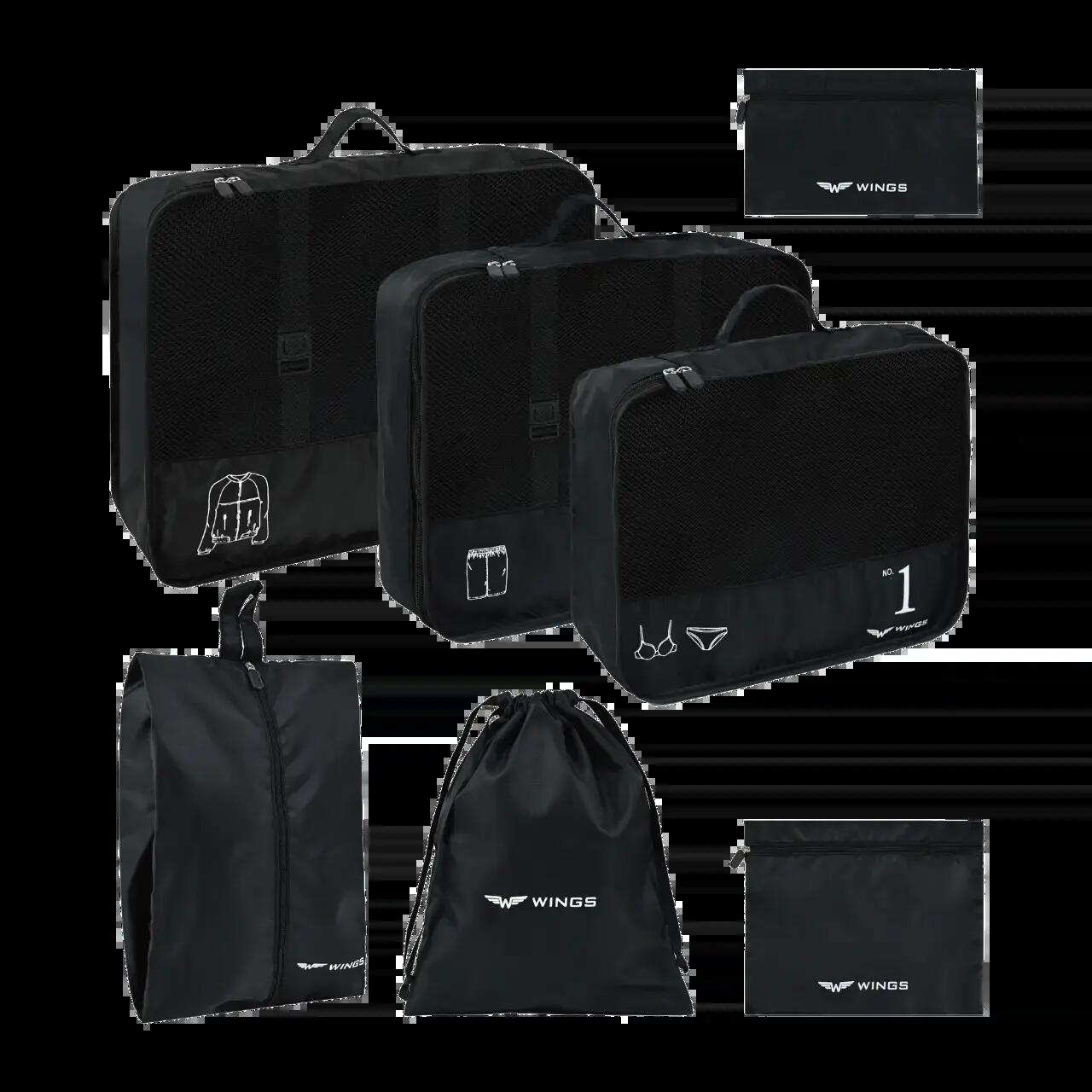 WINGS Ensemble de 7 organiseurs de voyage NOIR 3/3
