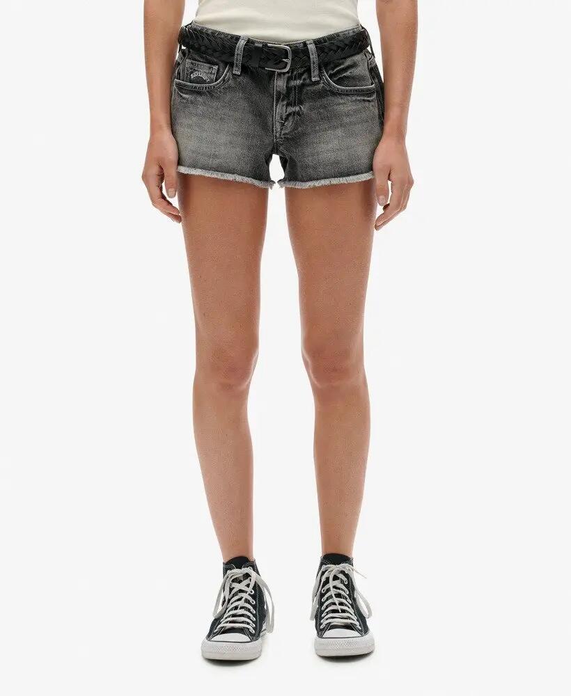 superdry Low Rise Denim Hot Shorts van biologisch katoen — Vintage Black Denim 4/7