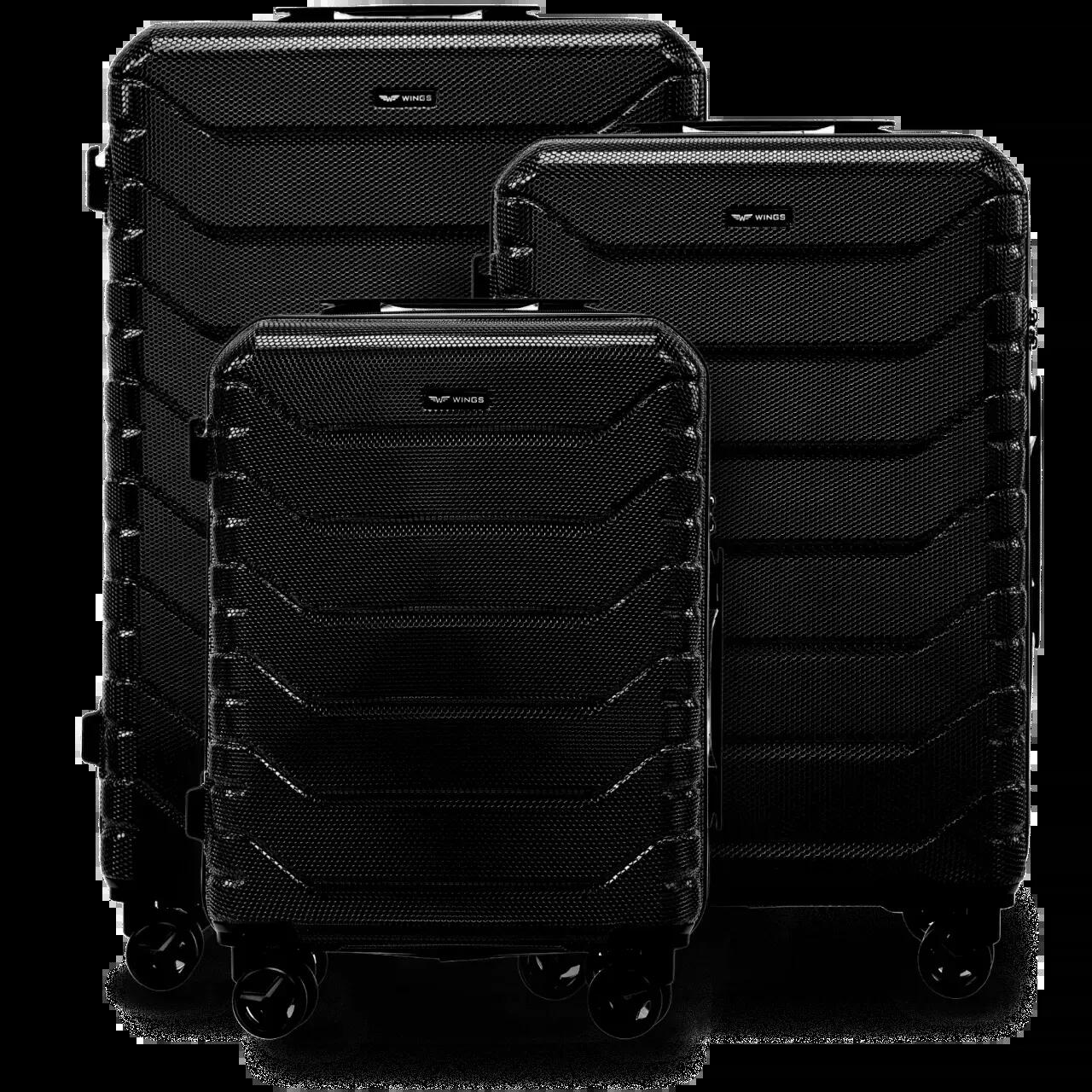 Set van 3 koffers Wings CRAKE POLYCARBON 100% ZWART S/M/L 1/10