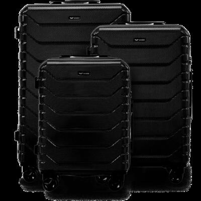 Set van 3 koffers wings crake polycarbon 100% zwart s/m/l