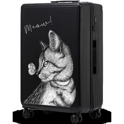Grande valise Wings ABS+ 28" personnalisée BLEU PASTEL COQUELICOTS POPIERSIE