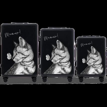Ensemble de 3 valises Wings ABS+ personnalisées NOIR MEOW