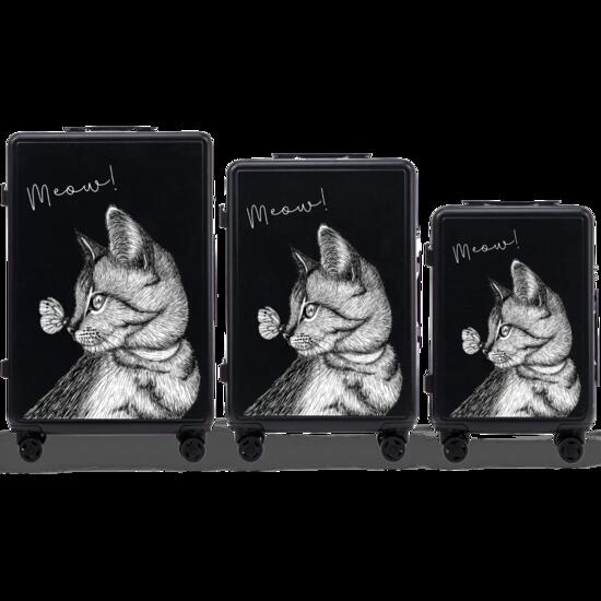 Ensemble de 3 valises Wings ABS+ personnalisées NOIR MEOW