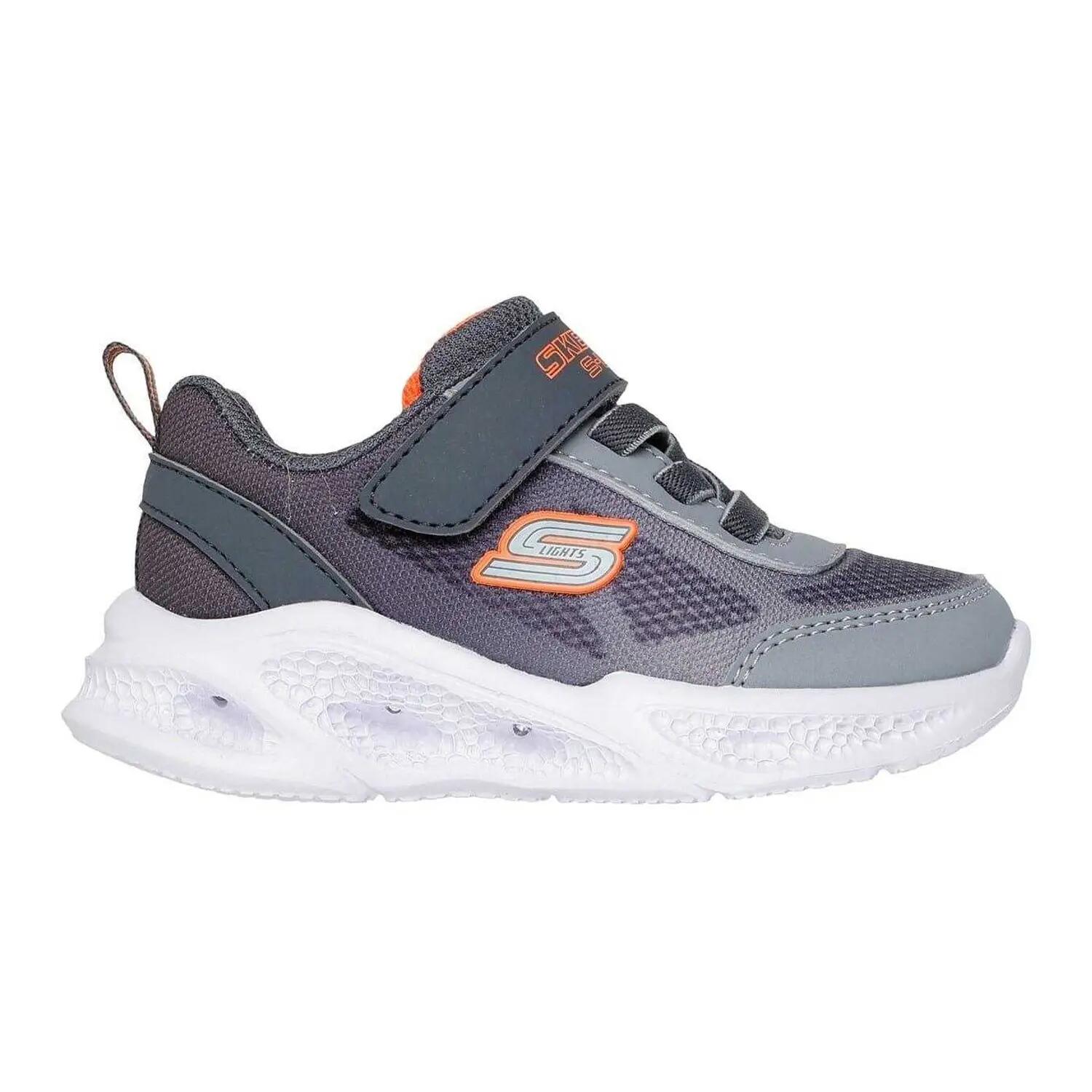 "S Lights FlexGlow Bolt" Sneaker für Jungen, Leder Kinder Grau/Orange 1/7