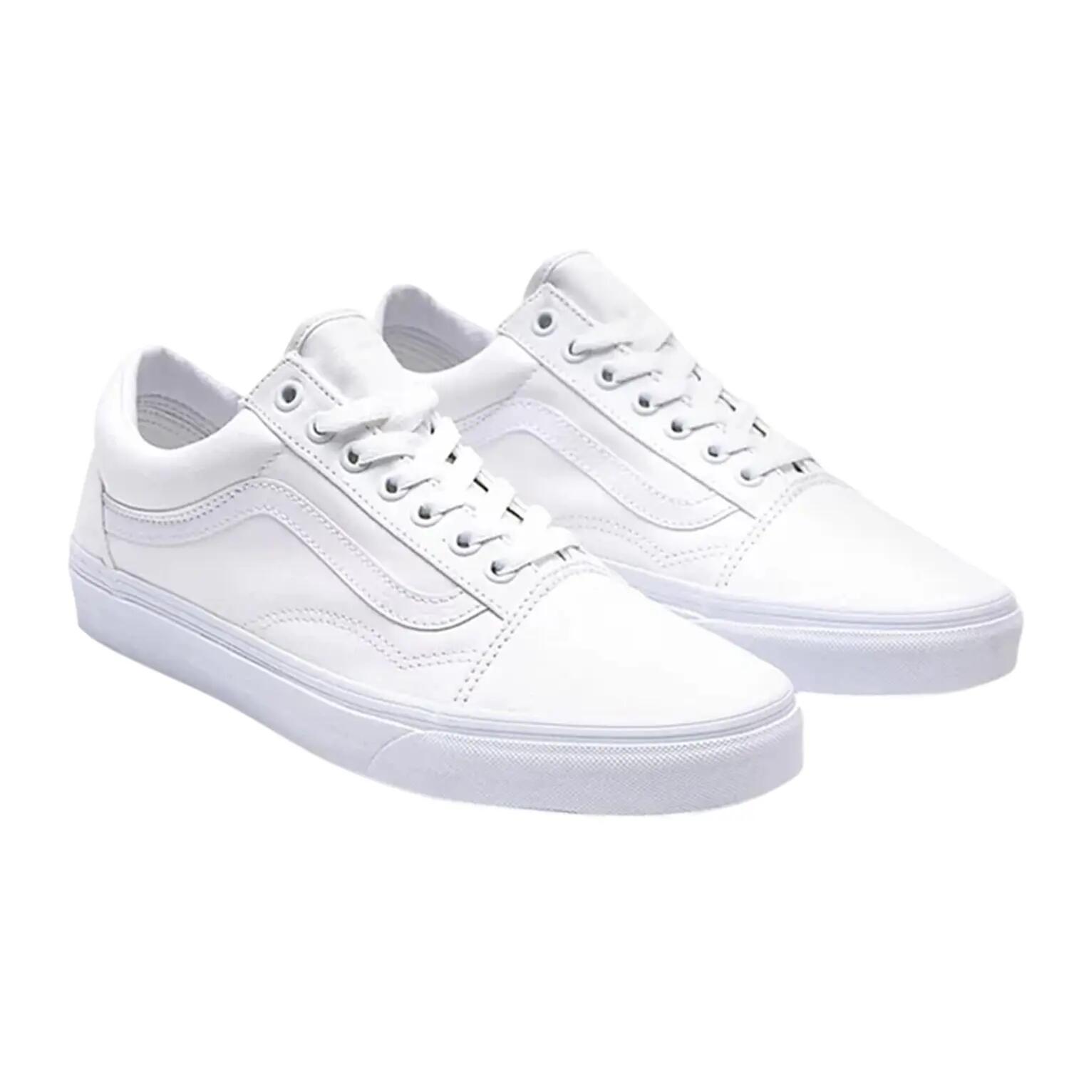 Heren Old Skool Leren Schoenen (Echt wit) 4/7