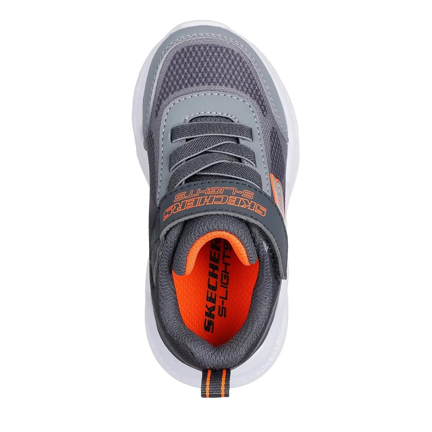 "S Lights FlexGlow Bolt" Sneaker für Jungen, Leder Kinder Grau/Orange 3/7