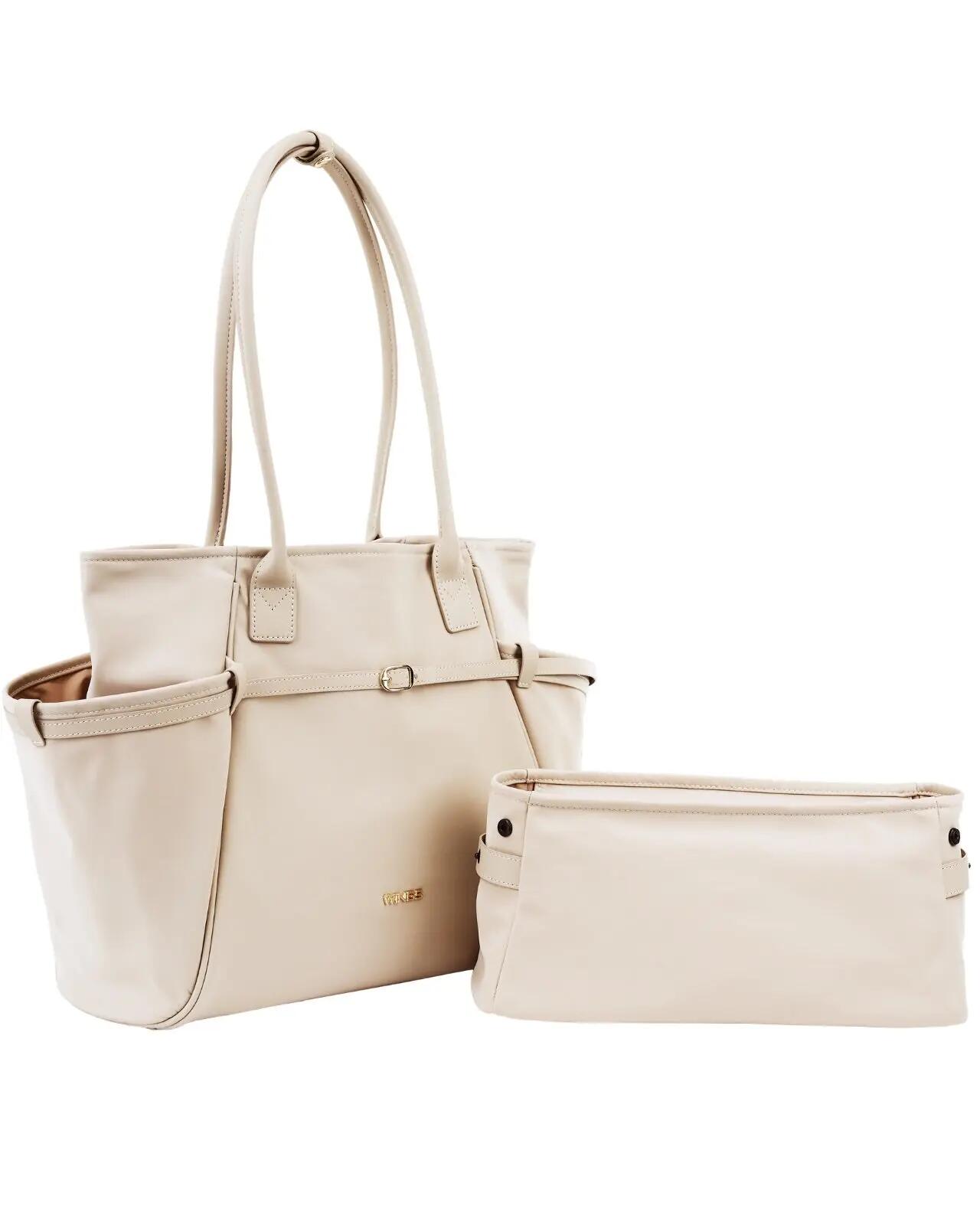 WINGS ROSELLA shopper tas met afneembare make-uptas en riem voor koffer BEIGE 3/10