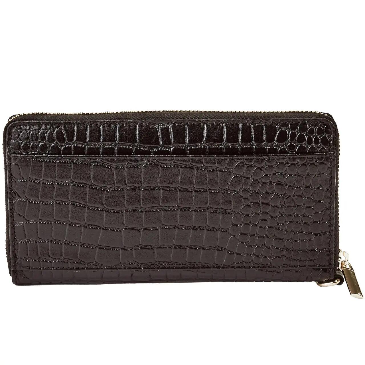 Leren damesportemonnee met polsbandje WINGS CROCO BLACK 6/7