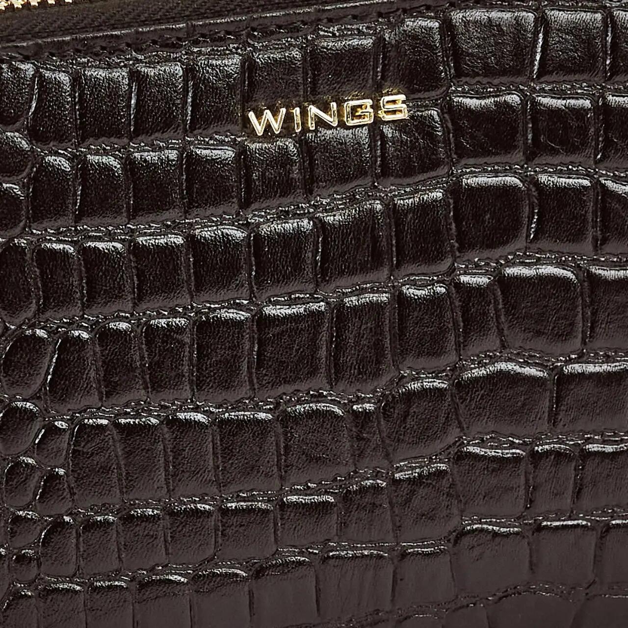 Leren damesportemonnee met polsbandje WINGS CROCO BLACK 4/7
