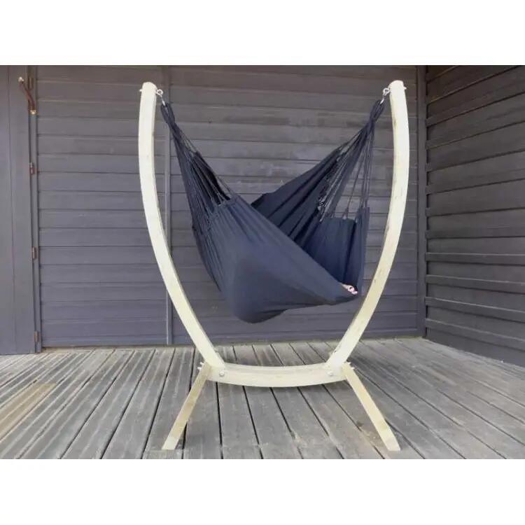 Tropical Hamac - Chaise hamac Noir XL avec support bois 3/5