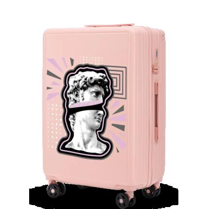 Grande valise Wings ABS+ 28" personnalisée BLEU PASTEL COQUELICOTS POPIERSIE