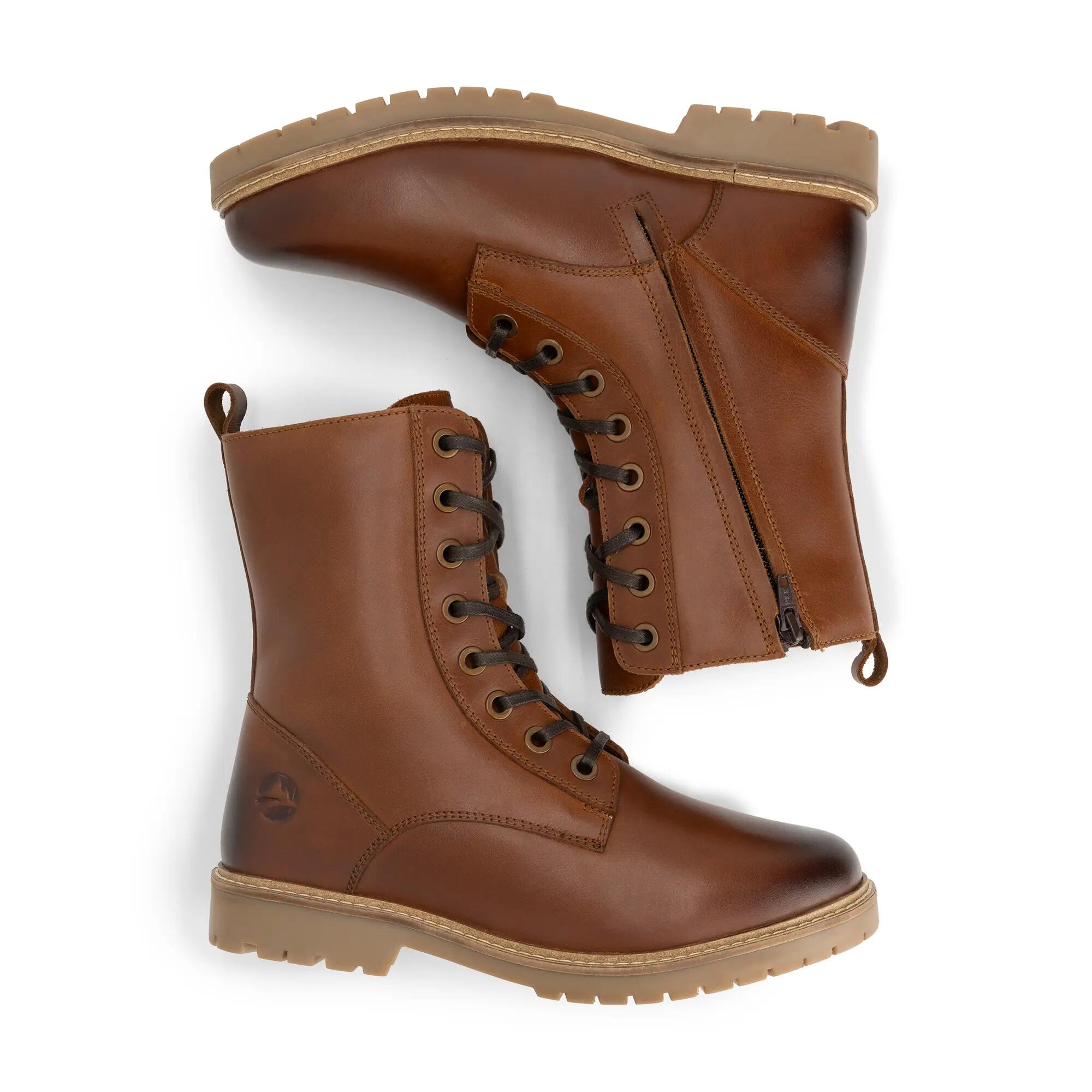 Trysil Dames - Veterboots met rits - Wol gevoerd - Cognac 4/6
