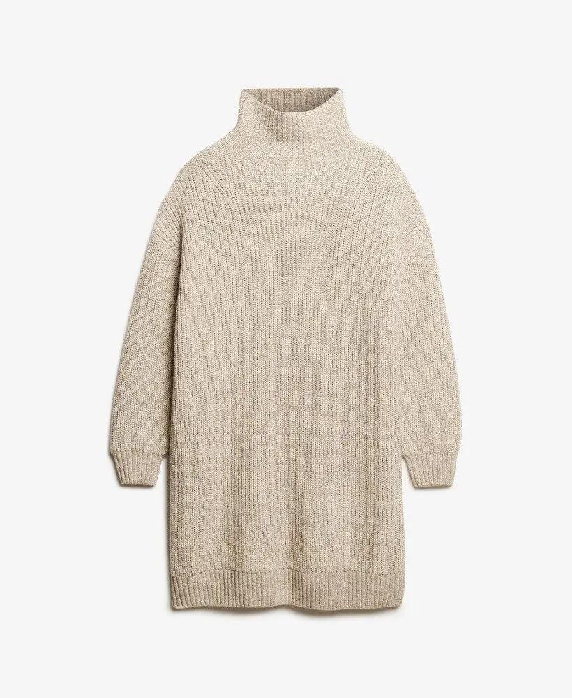 Vestito Maglione Lunghezza Al Ginocchio Lavorato A Maglia Dolcevita Donna 6/6