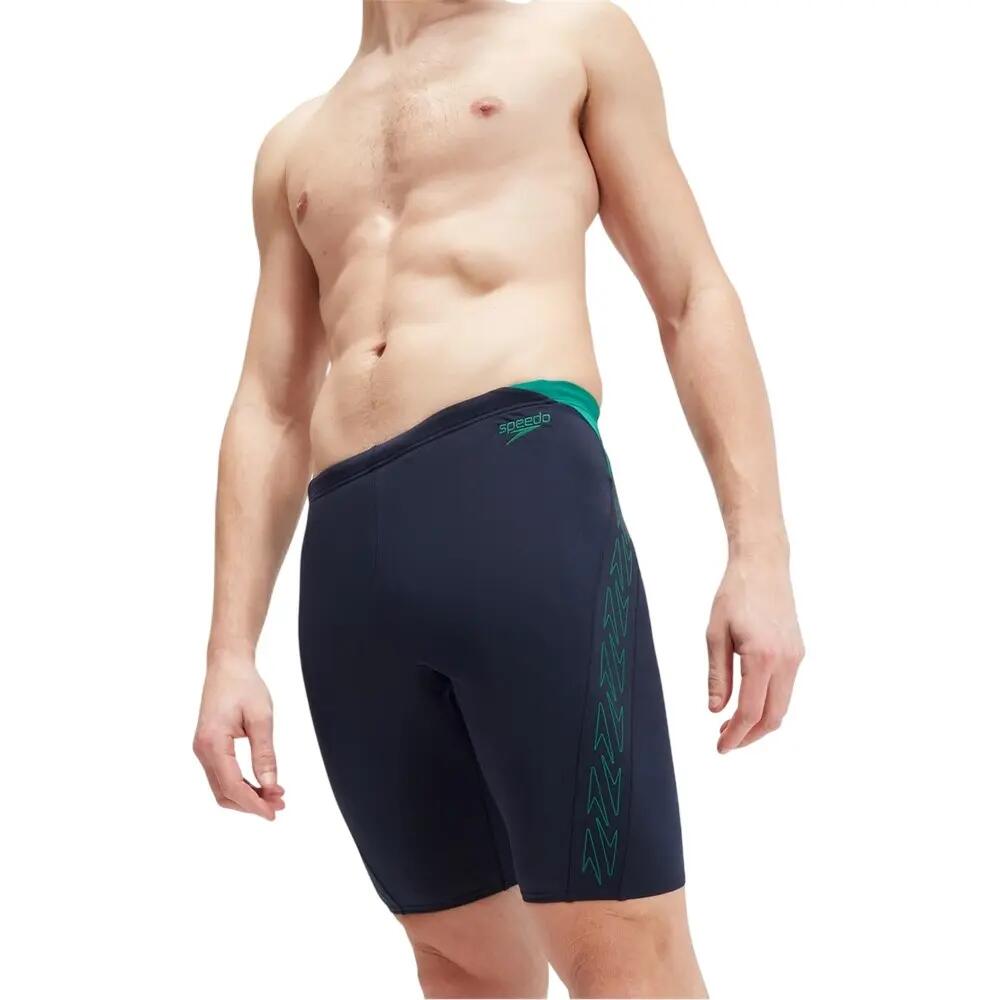 Jammer De Natation Motif/style Abstrait Homme (Bleu Marine / Vert Abstrait) 3/6