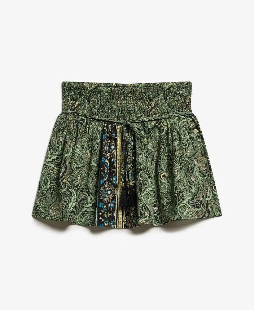 superdry Gonna corta St Tropez Paisley in poliestere – Green Leaf Paisley 7/7