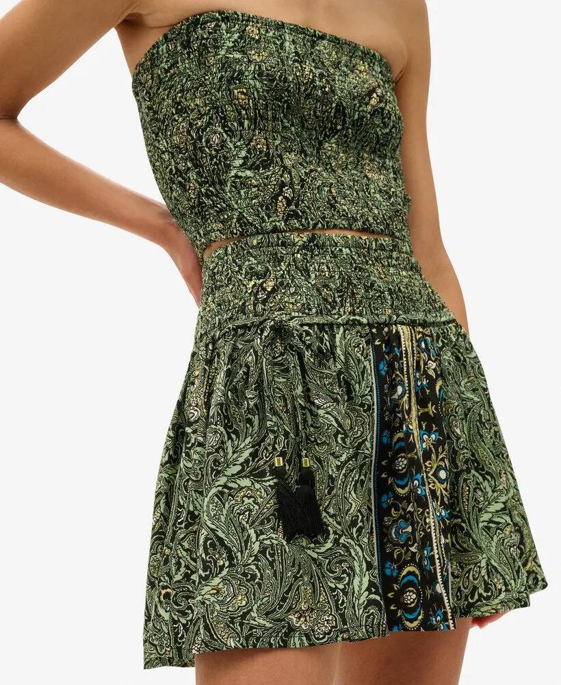 superdry Gonna corta St Tropez Paisley in poliestere – Green Leaf Paisley 4/7