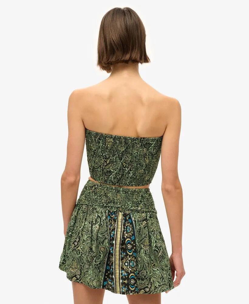 superdry Gonna corta St Tropez Paisley in poliestere – Green Leaf Paisley 3/7