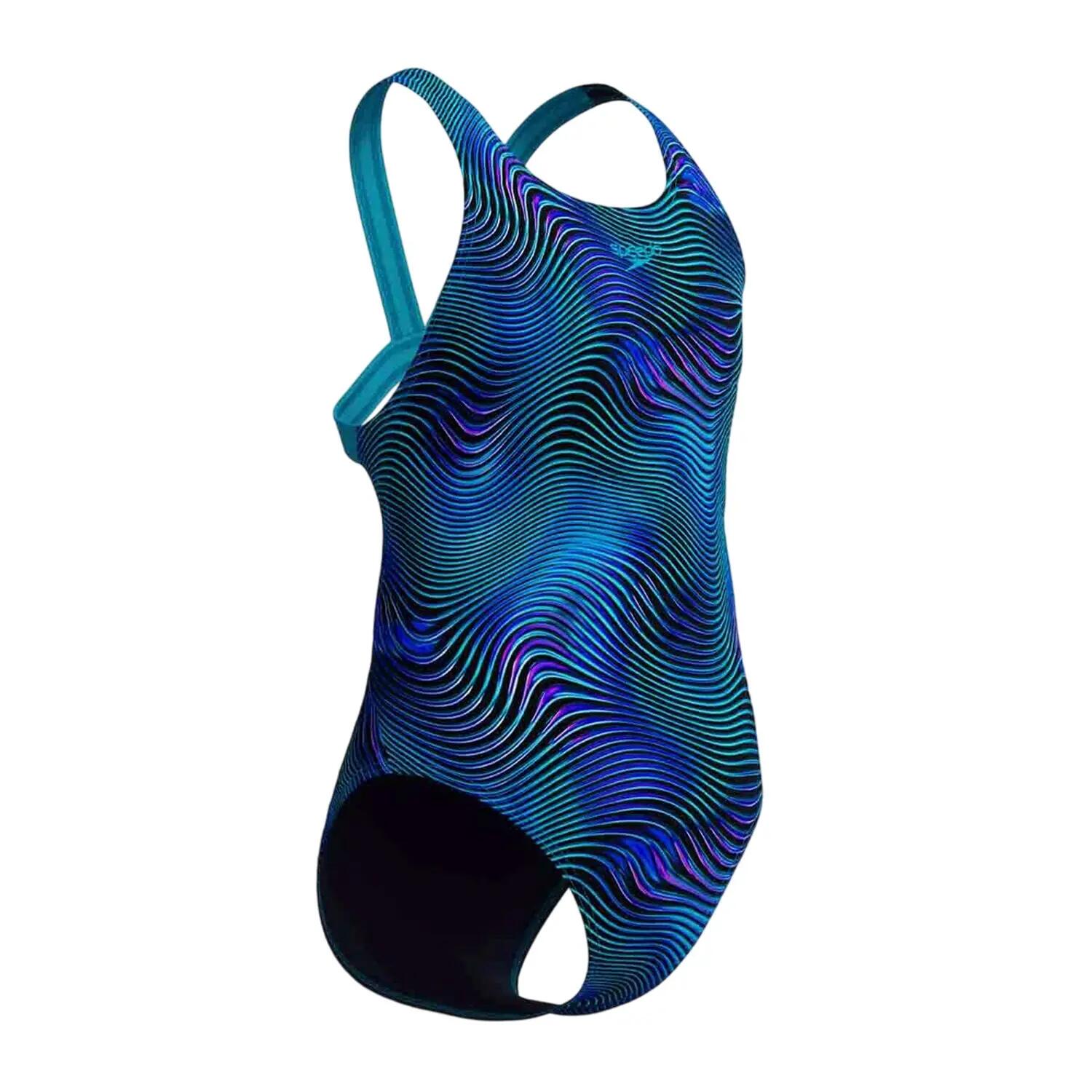 Maillot De Bain 1 Pièce Motif/style Imprimé Fille (Bleu Vif Imprimé) 4/4