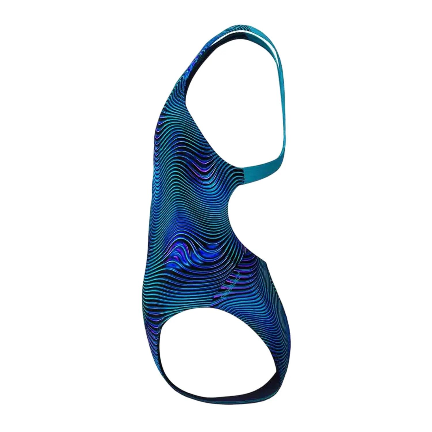 Maillot De Bain 1 Pièce Motif/style Imprimé Fille (Bleu Vif Imprimé) 3/4