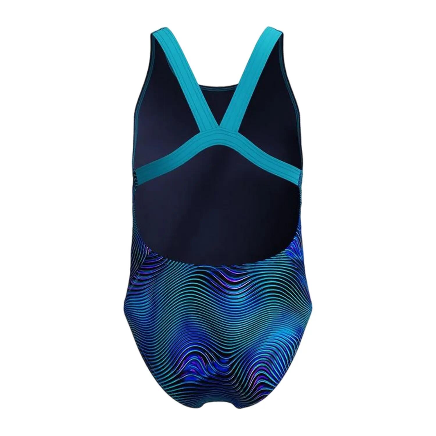 Maillot De Bain 1 Pièce Motif/style Imprimé Fille (Bleu Vif Imprimé) 2/4