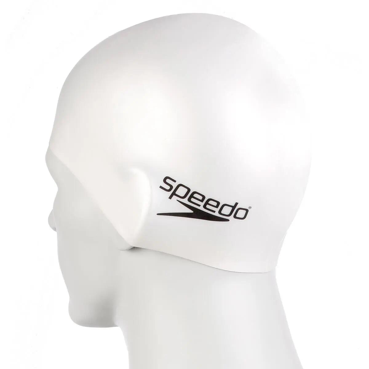 SPEEDO Bonnet de bain FLAT Silicone Blanc 3/4