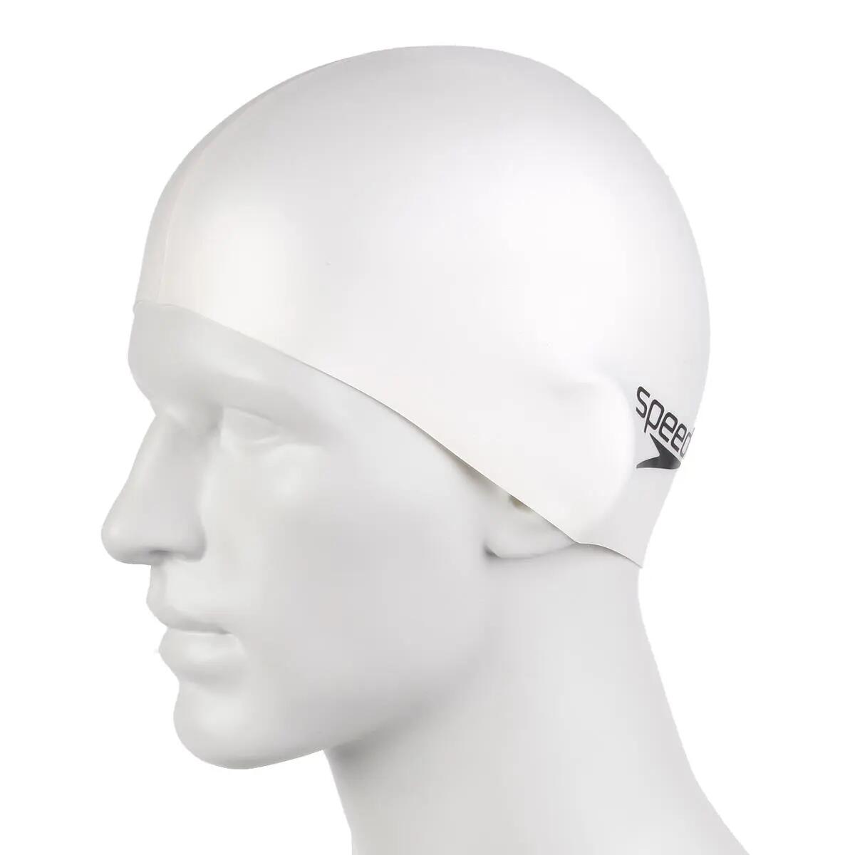 SPEEDO Bonnet de bain FLAT Silicone Blanc 2/4